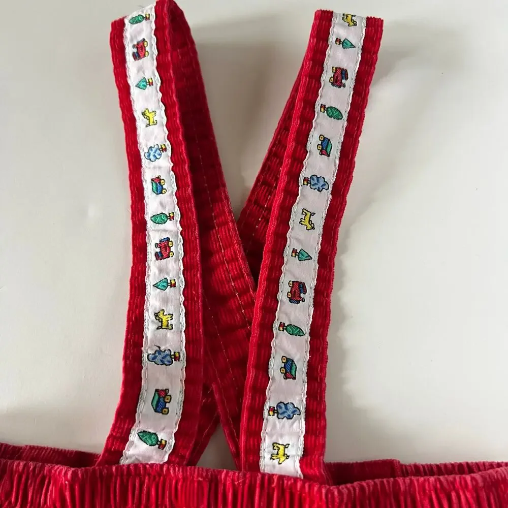 Vintage Oshkosh red cord suspender pants